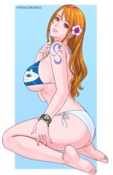 arm_tattoo bikini nami nami_(one_piece) one_piece orange_hair posing tattoo