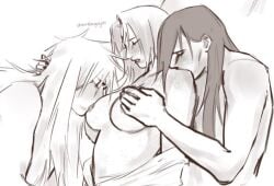 jiraiya legendary_sannin mmf_threesome naruto naruto_(series) nipple_suck orochimaru polyamory threesome tsunade usuratongaychi