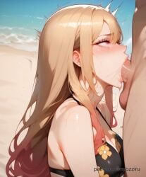 ai_generated beach blowjob deepthroat face_fucking female kitagawa_marin ozziru