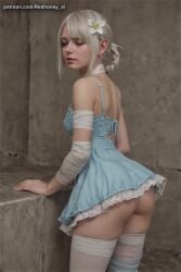 ai_assisted ai_generated ass ass_focus ass_shake blue_dress kaine_(nier) nier:_automata nier_(series) nier_replicant shaking_ass shaking_butt tagme video video_games