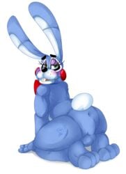 all_fours animatronic anthro anus ass balls barefoot blush buckteeth five_nights_at_freddy's five_nights_at_freddy's_2 fronnie frots girly half-closed_eyes lagomorph long_ears looking_at_viewer looking_back machine male mammal nude presenting presenting_hindquarters rabbit robot sitting smile solo solo_male toy_bonnie_(fnaf) video_games