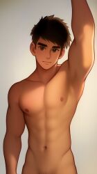 1boy 1boys abs ai ai_generated arm_up armpits arms_up bangs bara bare_arms bare_pecs bare_pectorals bare_shoulders belly_button brown_eyes brown_hair chest closed_mouth collarbone completely_naked completely_naked_male completely_nude completely_nude_male cowboy_shot looking_at_viewer lucidfacades male male_focus male_only male_pubic_hair mature mature_body mature_male muscle muscles muscular muscular_arms muscular_body muscular_male naked navel nipples nude nude_male out_of_frame out_of_frame_censoring out_of_frame_male pecs pectorals pose pubes pubic_hair sexy sexy_armpits sexy_body short_hair simple_background smile smiling smiling_at_viewer solo solo_focus solo_male spiked_hair spiky_hair standing stomach tan tan_body tan_skin tanned_male tanned_skin thick_eyebrows toned toned_belly toned_body toned_male toned_stomach topless topless_male torso undercut upper_body