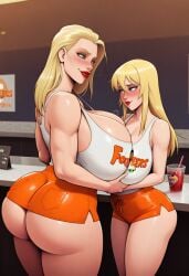 ai_generated ametraxus bimbo blonde_hair blonde_hair blue_eyes blush bubble_butt cleavage hooters huge_ass huge_breasts hyper_breasts jessica_jensen milf mother mother_and_daughter red_lipstick thick thick_ass thick_thighs voluptuous