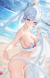 breasts cum female genshin_impact kamisato_ayaka swimsuit