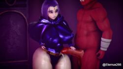 3d animated bbm big_breasts dc_comics demon eternus266_artist handjob leotard precum rachel_roth raven_(dc) tagme thick_thighs venus_body video