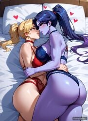 ai_generated bluewerewolf lingerie mercy overwatch widowmaker yuri