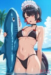 1girls ai_generated beach ellen_joe nyxworks shark_tail sharp_teeth straight zenless_zone_zero