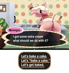 2014 animal_crossing anthro anus ass barefoot bent_over blush clothed clothing cute english_text eyelashes female food fridge fruit half-dressed happy kitchen looking_at_viewer looking_back mammal merengue_(animal_crossing) nintendo open_mouth pienji plant presenting presenting_hindquarters presenting_pussy pussy rhinoceros shirt sink smile solo spread_legs spreading standing strawberry text tongue video_games