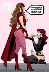 2024 2d 2futas ass avengers black_widow_(marvel) breasts breasts_out closed_eyes clothed clothing color duo ejaculation erection futa_only futanari futapoof kneeling light-skinned_futanari light_skin magic marvel marvel_comics natasha_romanoff nipples penis scarlet_witch standing superheroine wanda_maximoff