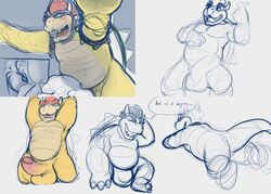 2boys anal anal_sex anthro armpits ass balls barefoot big_balls blush bowser bulge canine claws clothed clothing dragon english_text erection fox full_body fur hair half-dressed horn hybrid king korichi looking_at_viewer looking_back looking_down lying male male_only mammal mario_(series) middle_finger multiple_boys muscles nintendo nude on_front open_mouth pecs penetration penis pose presenting presenting_hindquarters raised_arm reptile royalty scalie sex sharp_teeth shell shirt simple_background sitting sketch smile solo_focus speedo spikes spread_legs spreading sweat swimsuit teeth text thick_penis toe_claws tongue turtle video_games yaoi