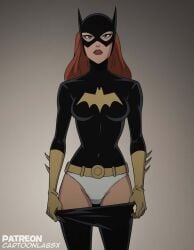 artoony barbara_gordon batgirl batgirl_(the_killing_joke) batman(series) batman:the_killing_joke dc dc_comics female female_only grabbing heroine naked nude nude_female panties panties_around_leg panties_aside panties_down panties_removed pulling pulling_clothing pulling_down_pants pulling_panties stripping taking_clothes_off taking_off_panties