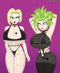 2girls android android_18 big_breasts blonde_female blonde_hair blonde_hair_female breasts clothed clothed_female cyborg cyborg_girl dragon_ball dragon_ball_super dragon_ball_z kefla light-skinned_female light_skin long_hair makeup midnightundying_(artist) queen_of_spades queen_of_spades_symbol queen_of_spades_tattoo saiyan saiyan_girl short_hair spiky_hair straight_hair super_saiyan super_saiyan_2 tattoos venomart500