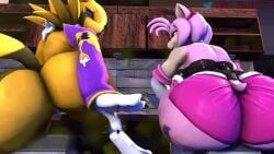 2girls 3d_animation amy_rose ass ass bandai_namco big_ass big_butt blue_eyes digimon digimon_(species) fart fart_cloud fart_fetish farting furry furry_female furry_only furry_tail glock22_(artist) green_eyes hairband looking_at_viewer looking_back looking_back_at_viewer mavsharkie pink_fur rear_view renamon sega sitting smile sonic_(series) sonic_the_hedgehog_(series) tagme tail video viewed_from_behind warfare_amy yellow_fur