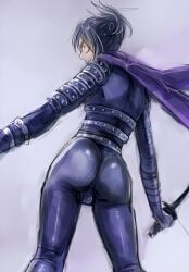 ass ass_focus bulge_through_clothing femboy folded_ponytail high_resolution kintsuku latex_suit male_only one-punch_man ponytail scarf speed-o'-sound_sonic tight_clothing upscaled