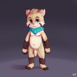 absurd_res alternate_version_available balls barefoot chest_tuft chubby flaccid front_view fur furfit hi_res humanoid_penis league_of_legends looking_at_viewer male male_only moobs nipples nude penis signature solo standing tuft uncut video_games yordle