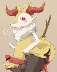 1boy anthro balls braixen canine censored claws cum cum_on_penis cum_string erection femboy fennec fox fur knot kuru_kuru kurukuru looking_at_viewer male male_only mammal nintendo nude open_mouth orgasm penis pokémon_(species) pokemon pokemon_(species) sharp_teeth skirt skirt_lift solo standing stick teeth tongue video_games