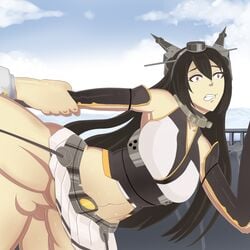 1girls admiral_(kantai_collection) arm_grab black_hair brown_eyes clenched_teeth clothed_sex clothing female kantai_collection long_hair male maperbozo nagato_(kantai_collection) penetration penis pussy sex skirt skirt_lift spread_legs vaginal_penetration white_skirt wide_eyed