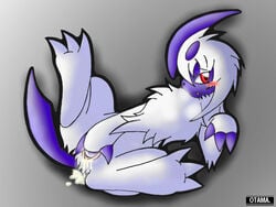 absol blush claws color female female_only feral fur furry masturbation nintendo nude otama pokemon pokemon_(species) pussy_juice red_eyes solo tagme vulva year_request