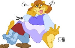 adventures_of_the_gummi_bears anthro bear cunnilingus disney female footwear furry grammi_gummi gusto_gummi male male/female mammal sandals shoes straight tagme under_skirt ursid ursine