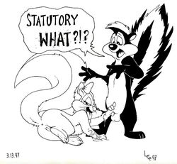 1990s 1997 20th_century age_difference anthro ass barefoot desiree_lee female fifi_la_fume fur furry_ass furry_ears furry_tail handjob looney_tunes male mammal monochrome mustelid penis pepe_le_pew raised_tail round_ears skunk smooth_fur standing straight tagme tail tiny_toon_adventures