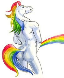 equine furry furry_only horse male_only peeing rainbow_brite starlite urine watersports white_fur