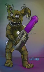 cute dildo five_nights_at_freddy's five_nights_at_freddy's_3 five_nights_at_freddy's_4 humor lagomorph machine male male_only mammal plushie plushtrap plushtrap_(fnaf) rabbit robot sex_toy smile solo solo_male teeth uitinla