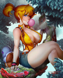 1girls 1pokemon 2010s 2015 aged_up alternate_breast_size anime areola areola_slip areolae backpack bag big_breasts bimbo blue_eyes blue_skin breasts bubble bubble_blowing bubble_gum busty cleavage clothing color crossed_legs erect_nipples eyeshadow female female_only fingerless_gloves forest gloves hair heroine hourglass_figure huge_breasts human human_only humanoid kasumi_(pokemon) large_breasts legs light-skinned_female light_skin lipstick looking_at_viewer makeup manga nintendo nipple_bulge nipples orange_hair outdoors poke_ball pokemon ponytail short_hair shorts sitting slender_waist solo squirtle strong_tomboy_(spectrum) suspenders taboolicious thick_thighs tied_hair tomboy unzipped voluptuous watch western_art wink