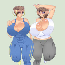 breasts chun-li female female_only huge_breasts human lilith multiple_females rosegoldgleam street_fighter tagme