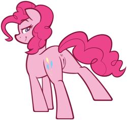 anus blue_eyes blush cutie_mark equine female friendship_is_magic fur furrgroup hair half-closed_eyes horse looking_back mammal my_little_pony pink_fur pink_hair pinkie_pie_(mlp) pony pussy simple_background smile solo straight_hair white_background