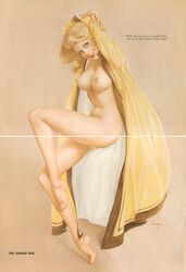 1girls alberto_vargas blonde_hair breasts female female_only nipples solo