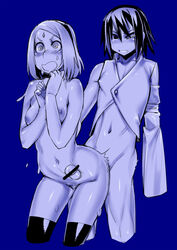 censored female from_behind human konakona male monochrome naruto sakura_haruno sasuke_uchiha scribble_censor sex simple_background straight x-ray