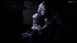 1boy 1girls 3d animated armbands batman:_arkham_knight batman_(series) black_hair blonde_hair breasts corset dc dc_comics female green_hair harley_quinn harley_quinn_(arkham) harley_quinn_(arkham_knight) human joker large_breasts long_hair makeup male multicolored_hair nipples red_hair sex sfmsnip short_hair source_filmmaker stockings straight suit the_joker tied_hair twintails white_skin