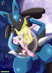 anal anal_sex anthro anthro_only anus balls bbmbbf black_fur blue_eyes blue_fur blush canine closed_eyes cloud cum cum_in_ass cum_inside cum_while_penetrated cumshot duo erection fur hand_on_ass humanoid_penis interspecies jackal lucario male mammal mew nintendo nude one_eye_closed open_mouth orgasm outside palcomix penetration penis pink_fur pokemon pokemon_(species) rear_deliveries sex size_difference sky smooth_skin stand_and_carry_position standing tongue video_games yaoi yellow_fur