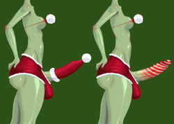 ass big_penis candy_cane christmas christmas_sock cock_sock dongidew elf futa futa_only futanari green_skin hot_pants intersex penis petite