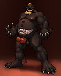 1boy animatronic anthro areola balls barefoot bear biceps big_feet bow claws erection five_nights_at_freddy's five_nights_at_freddy's_4 full-length_portrait full_length hat horror looking_at_viewer machine male male_only mammal manly musclegut muscles nightmare_(fnaf) nipples nommz nude pecs penis portrait robot sharp_claws sharp_teeth smile solo standing teeth toe_claws video_games