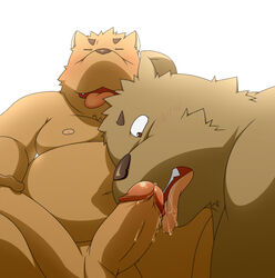 balls bear belly biceps chubby fur humanoid_penis licking male mammal muscles nipples nude open_mouth oral overweight penis penta002 saliva sex simple_background teeth tongue tongue_out yaoi