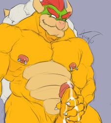 arkano arkanoegofa bowser cum koopa male male_only mario_(series) masturbation nintendo piercings solo