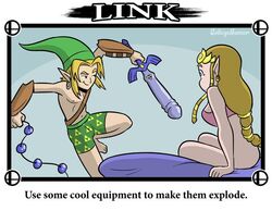 1boy 1girls collegehumor earrings female funny hat humor indoors link link_(ocarina_of_time) male nintendo ocarina_of_time pointy_ears princess_zelda sex_toy super_smash_bros. sword tagme the_legend_of_zelda twilight_princess weapon zelda_(twilight_princess)