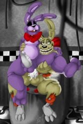 anal anal_sex animatronic anthro balls barefoot bonnie_(fnaf) buckteeth chubby claws corpse cowgirl_position cum cum_in_ass cum_inside cum_on_balls cum_on_penis erection five_nights_at_freddy's five_nights_at_freddy's_3 fronnie frots human inside lagomorph long_ears looking_away looking_down machine male male_only mammal nude on_top one_eye_closed open_mouth orgasm penetration penis purple_guy_(fnaf) rabbit robot sex sharp_claws sitting smile spread_legs spreading springtrap springtrap_(fnaf) teeth toe_claws undead yaoi