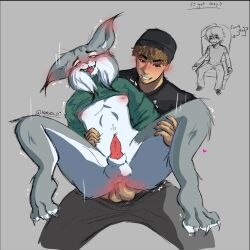 adn3rx.o bodily_fluids cuckold cum disney duo felid feline from_behind_position genital_fluids hi_res hybrid lynx male male/male mammal pawbert_lynxley self_insert sex silly zootopia