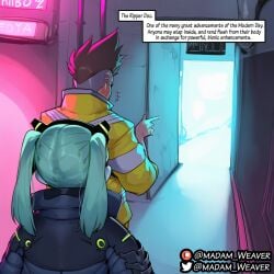 ai_generated caption comic comic_page cum cyberpunk:_edgerunners cyberpunk_2077 david_martinez_(edgerunners) futa_on_male futanari horse_penis horsecock madamweaver rape rebecca_(edgerunners)