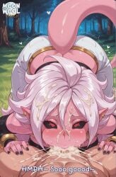 ai_generated ai_assisted breasts uncensored thick_thighs thighs thick_ass curvy curvy_female curvy_body moonwool_branch long_hair messy messy_hair white_hair black_sclera red_eyes pointy_ears android_21 majin_android_21 pink_skin big_breasts large_breasts huge_breasts tail bare_shoulders cleavage dragon_ball dragon_ball_fighterz comic talking talking_to_viewer caption horny horny_female aroused aroused_female long_tongue very_long_tongue cum cum_in_mouth cum_on_face cum_on_hair bukkake facial excessive_cum cum_on_tongue blowjob fellatio oral oral_sex irrumatio deepthroat sucking sucking_penis pov male_pov ahegao ahe_gao ahegao_face pleasure_face