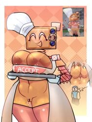 1boy 1girls anthro areolae ass background_character big_breasts boob_window boobs_bigger_than_head breast_hold breast_milk_squirting breasts civilian_(die_of_death) cookieware_(die_of_death) die_of_death die_of_death_(roblox) female female_focus graucierot lactating_nipples leaking_pussy pussy pussy_juice reference_image ripped_skirt roblox roblox_game robloxian screen_face self_upload tagme taunt_(die_of_death) thighs thought_bubble