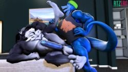 16:9 anal anal_sex anthro ass balls big_butt big_feet big_penis bottomless bottomless_male canid canine canis claws closed_eyes clothed clothing cobalt_(rtzero) duo fangs feet foot_fetish foot_lick foot_play genitals griff_(rtzero) hand_behind_head hand_on_hip hi_res leg_grab licking lizard lizard_(petruz) looking_pleasured male male/male mammal muscular muscular_male nude_male penetration penis raised_leg reptile rtzero scalie sharp_teeth teeth toe_claws tongue widescreen wolf wolf_(petruz)