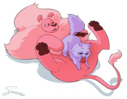 69 amethyst_(steven_universe) anus balls cartoon_network cat erection faronir feline fellatio female feral feral_on_feral gem_(species) lion lion_(steven_universe) lying male mammal on_back oral penis raised_tail sex spread_legs spreading steven_universe straight tail