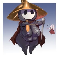 1futa 1girls anthro anthro_female areola areolae big_breasts black_areola black_areolae black_body black_skin breasts cape chubby chubby_female erection_under_clothes female female_focus full_body futanari hat holding_object hollow_knight hollow_knight:_silksong hornet_(hollow_knight) huge_boobs huge_breasts insect_girl insect_humanoid insects kinddegenerate nipples red_cape rule_63 sagging_breasts sherma_(hollow_knight) shortstack slightly_chubby team_cherry thick_thighs thighs