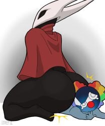 1girls 2d 2d_(artwork) 2d_artwork anthro arthropod big_ass black black_body bug bug_girl cape clown digital_art digital_drawing_(artwork) digital_media digital_media_(artwork) female female_focus female_on_top femdom hollow_knight hollow_knight:_silksong hollow_knight_(franchise) hornet_(hollow_knight) huge_ass humiliating humiliation insect insect_girl insectoid insects joke joke_art konefol large_ass meme meme_reference no_panties no_pants no_sex no_underwear pantsless red_cape silksong simple_background sitting sitting_down sitting_on_another sitting_on_floor sitting_on_person steam_(platform) steam_(software) team_cherry valve valve_(company) wide_hips wide_thighs