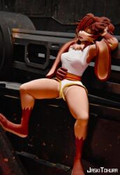 2025 3d_(artwork) absurd_res accident accidental_exposure anthro armpit_fetish barefoot barely_visible_genitalia barely_visible_vulva belt bodily_fluids bottomwear breasts brown_body brown_fur brown_hair buckteeth camel_toe cheek_tuft chest_tuft closed_eyes clothed clothed_anthro clothed_female clothing digital_media_(artwork) domestic_rabbit drooling facial_tuft feet female female_anthro fingers floppy_ears fur genitals hair hair_over_eye hand_behind_head hand_behind_own_head hi_res jaskitohura lagomorph lepi leporid long_ears long_hair lop_(star_wars_visions) lop_ears lop_rabbit mammal medium_breasts messy_hair no_underwear obscured_inner_labia open_mouth oryctolagus outside pussy_floss pussy_peek pussy_through_leghole rabbit raised_arm reclining saliva shirt shorts signature sitting sleeping solo sparks spread_legs spreading star_wars star_wars_visions tank_top teeth thick_thighs tongue tongue_out topwear tuft upshorts vulva wall_(structure) wardrobe_malfunction warfare_lop yawn