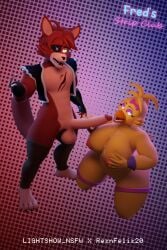 2:3 3d_(artwork) 4_toes anthro areola artist_name avian balls beak big_breasts bird black_clothing black_fingerless_gloves black_gloves black_handwear black_legwear black_thigh_highs black_topwear black_vest bodily_fluids bottomless bottomless_anthro bottomless_male breast_squish breasts canid canine chest_scar chica_(fnaf) chicken claws clothed clothing cum cum_on_breasts cum_on_face digital_media_(artwork) dotted_background duo english_text erection eye_patch eye_scar eyeshadow eyewear facial_scar fangs feet female fingerless_gloves five_nights_at_freddy's fox foxy_(fnaf) full-length_portrait galliform genital_fluids genitals gloves glowing glowing_eyes gradient_background hair hand_on_own_breast hand_on_penis handjob handwear head_bow hi_res holding_penis hook hook_hand huge_breasts humanoid_genitalia humanoid_penis kneeling legwear lightshow_nsfw long_penis looking_at_another looking_at_partner looking_up makeup male male/female mammal nipples non-mammal_breasts non-mammal_nipples open_clothing open_mouth open_topwear open_vest orange_areola orange_nipples pattern_background penile penis phasianid plantigrade polka_dots portrait purple_eyes purple_eyeshadow red_body scar scottgames sex sharp_teeth short_hair simple_background squish tail teeth text thick_thighs thigh_highs toes topwear vest wide_hips yellow_body yellow_eyes