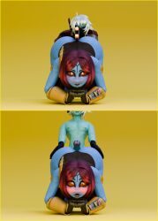 3d 3d_(artwork) 4k alien_boy alien_girl big_ass big_breasts bitting_lip black_leotard blender blender_(software) blush blushing_female chaoslord cock_between_ass freckles_on_face freckles_on_thighs huge_ass huge_breasts huge_cock kino_(tonka_kryga) lipstick male/female oc orange_eyes red_hair rifle shas'la shocked_expression smirk smirking_at_viewer soldier tagme tau tau_(bysamzan) thick thick_thighs voluptuous_female warhammer_(franchise) white_hair wide_hips